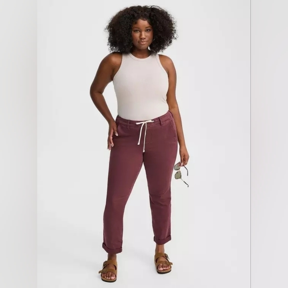 Torrid Weekend Boyfriend Pant Maroon/ Brown Elastic Tie Waist Strech 3XT